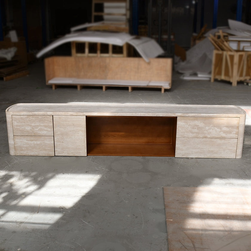 Console multimédia Olanda en travertin