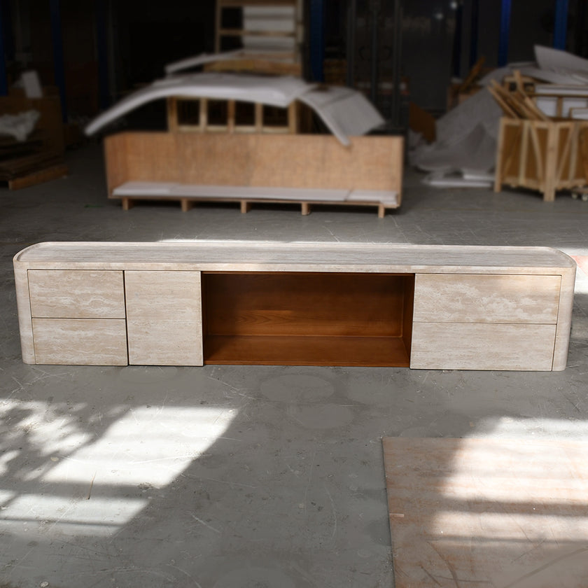 Console multimédia Olanda en travertin