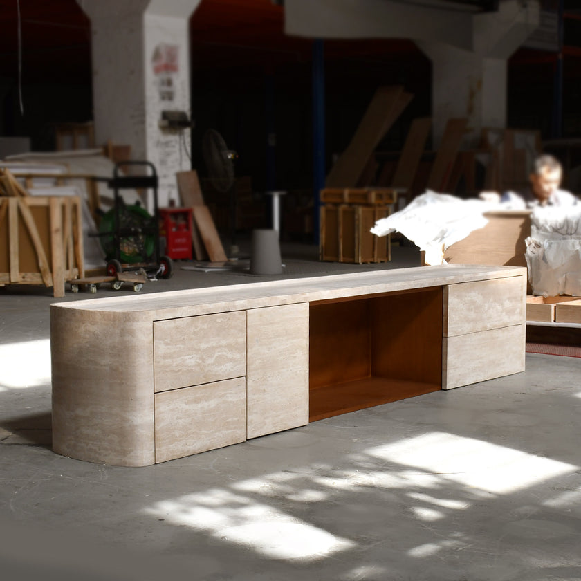 Console multimédia Olanda en travertin