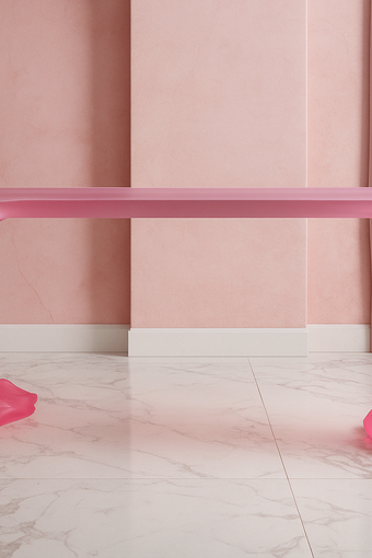 Table console sculpturale Cora en résine rose