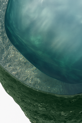 Aqua Sculpt coffee table - sculpted emerald glass